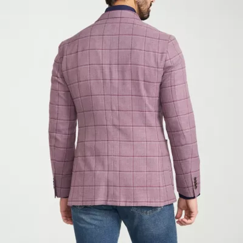 IBIZA AZURE Mens Windowpane Slim Fit Sport Coat