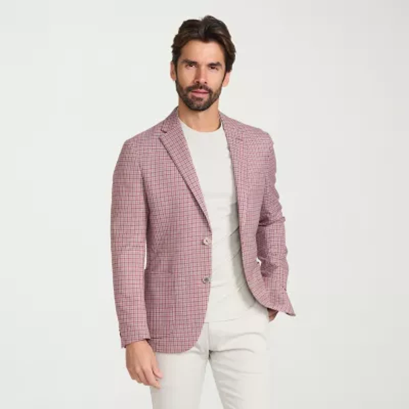 IBIZA AZURE Mens Plaid Slim Fit Sport Coat