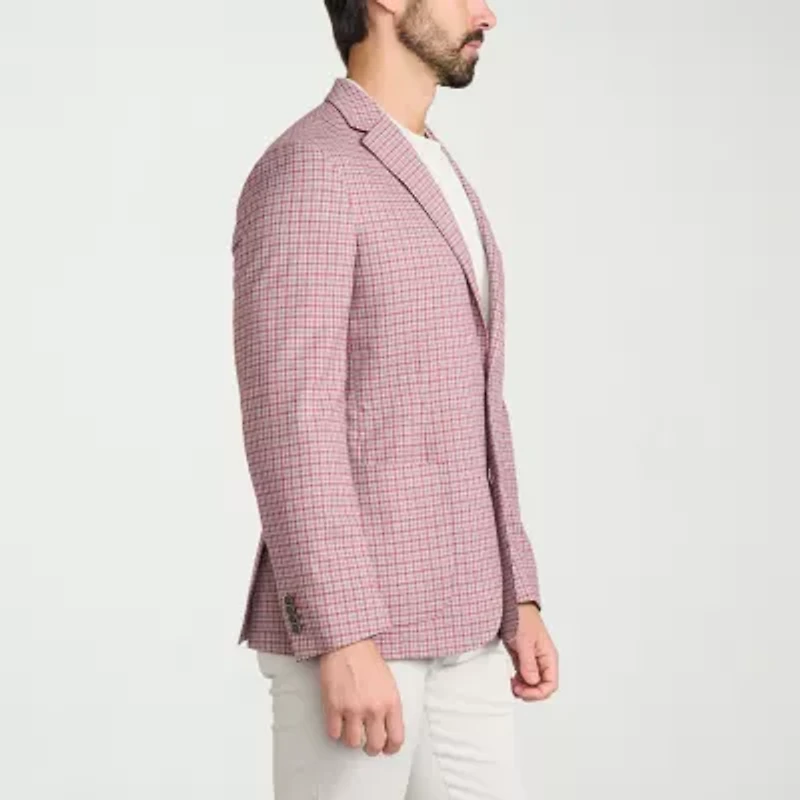IBIZA AZURE Mens Plaid Slim Fit Sport Coat