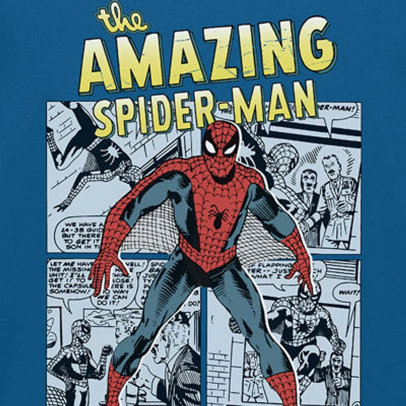 Mens Crew Neck Short Sleeve Classic Fit Spiderman Big and Tall Graphic T-Shirt