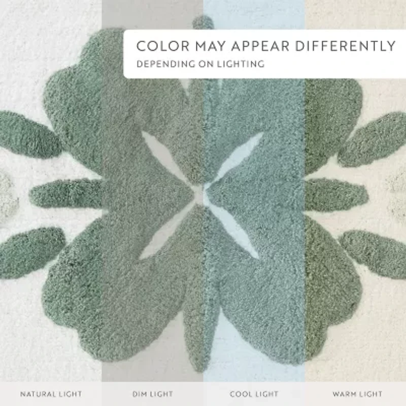 Casual Comfort Flower Pattern Cotton Bath Mat