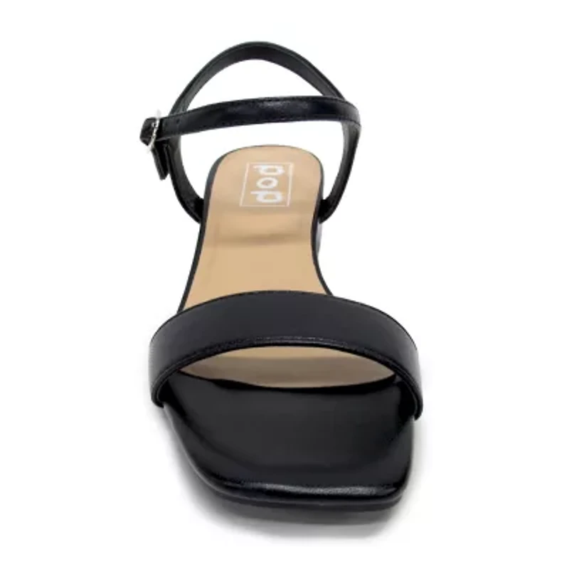 Pop Blaira Womens Square Open Toe Flat Heel Pumps