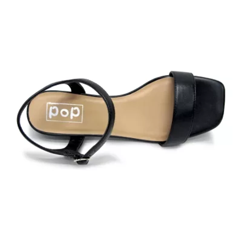 Pop Blaira Womens Square Open Toe Flat Heel Pumps