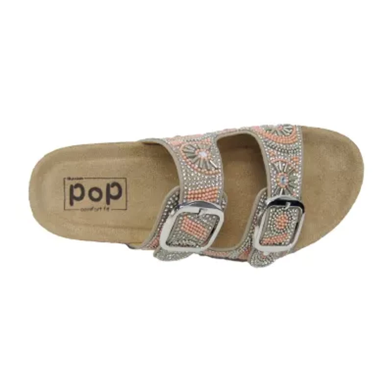 Pop Rinto Womens Adjustable Strap Footbed Sandals