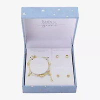 Gratitude & Grace Girls Cubic Zirconia 14K Gold Over Brass Cross 3-pc. Jewelry Set