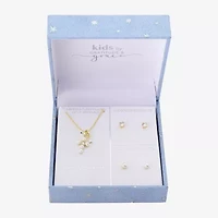 Gratitude & Grace Girls Glass 14K Gold Over Brass Cross 3-pc. Jewelry Set
