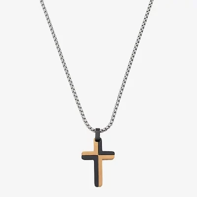 J.P. Army Mens Stainless Steel Cross 24 Inch Pendant Necklace
