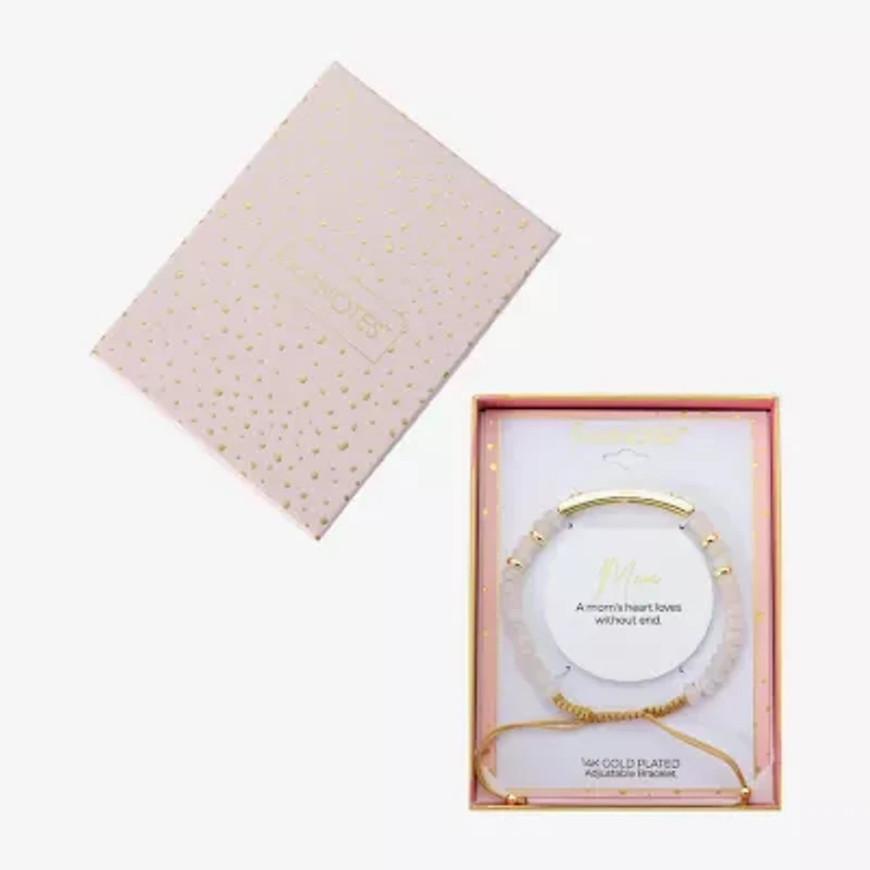 Footnotes Mom Womens White Quartz 14K Gold Over Brass Heart Bolo Bracelet