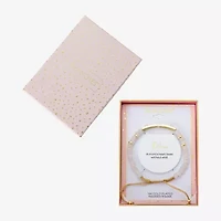 Footnotes Mom Womens White Quartz 14K Gold Over Brass Heart Bolo Bracelet