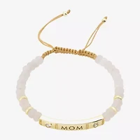 Footnotes Mom Womens White Quartz 14K Gold Over Brass Heart Bolo Bracelet