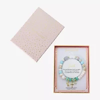 Footnotes Womens Green Agate 14K Gold Over Brass Cross Beaded Bracelet