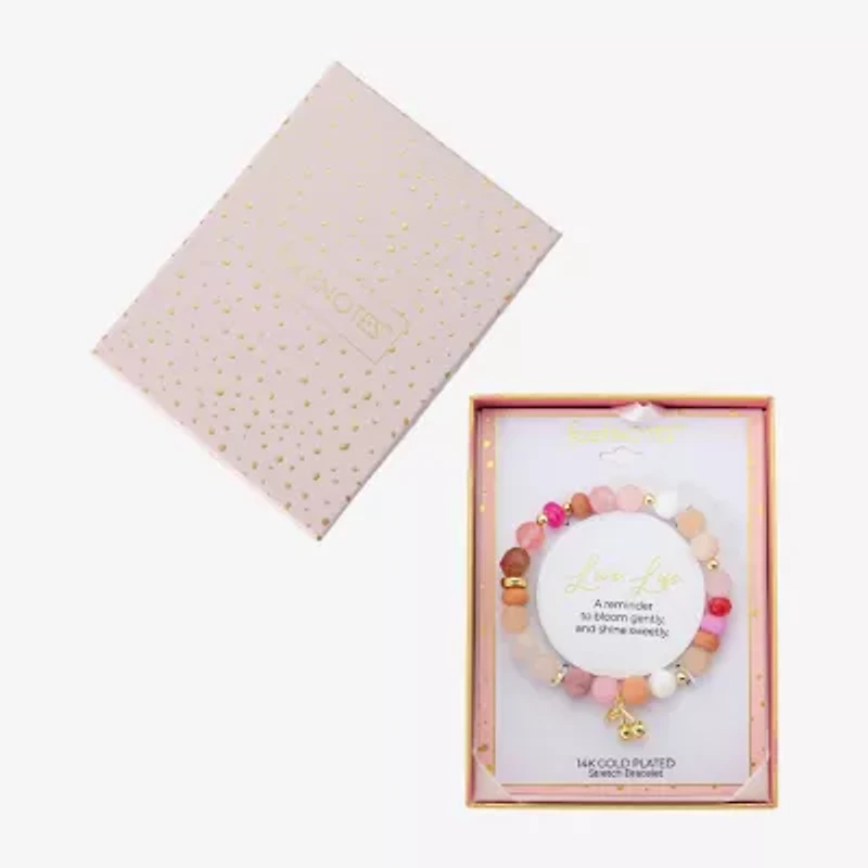 Footnotes Womens Pink Glass 14K Gold Over Brass Cherries Beaded Bracelet