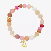 Footnotes Womens Pink Glass 14K Gold Over Brass Cherries Beaded Bracelet