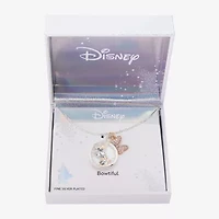 Disney Classics Womens Cubic Zirconia 14k Rose Gold Over Brass Pure Silver Over Brass Bow 16 Inch Pendant Necklace