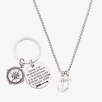 J.P. Army Anchor Pendant Necklace & Compass Keychain Mens Stainless Steel Anchor 2-pc. Jewelry Set