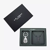 J.P. Army Pendant Necklace & St Christopher Keychain Mens Stainless Steel Cross 2-pc. Jewelry Set