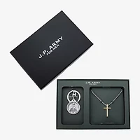 J.P. Army Pendant Necklace & Virgin Mary Keychain Mens Stainless Steel Cross 2-pc. Jewelry Set
