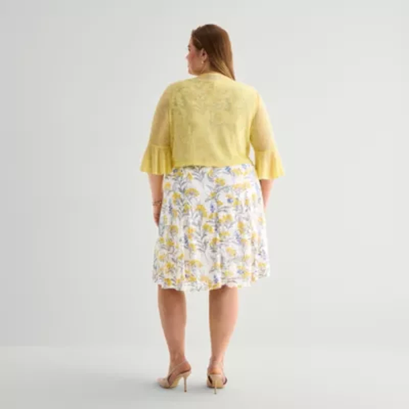 Perceptions Womens Plus Floral Jacket Dress