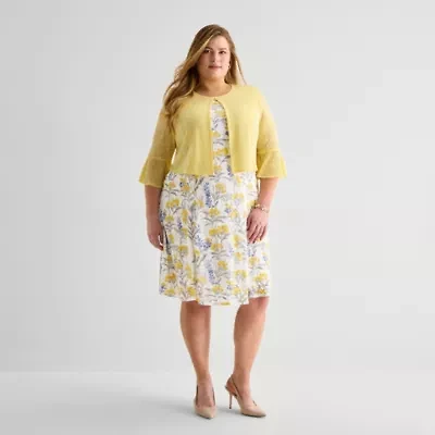 Perceptions Womens Plus Floral Jacket Dress