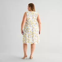Perceptions Womens Plus Floral Jacket Dress