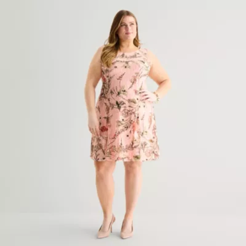 Perceptions Womens Plus Floral Jacket Dress