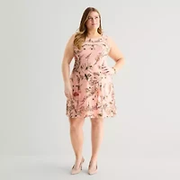Perceptions Womens Plus Floral Jacket Dress