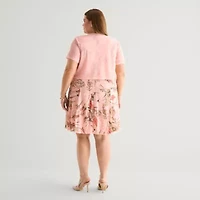 Perceptions Womens Plus Floral Jacket Dress