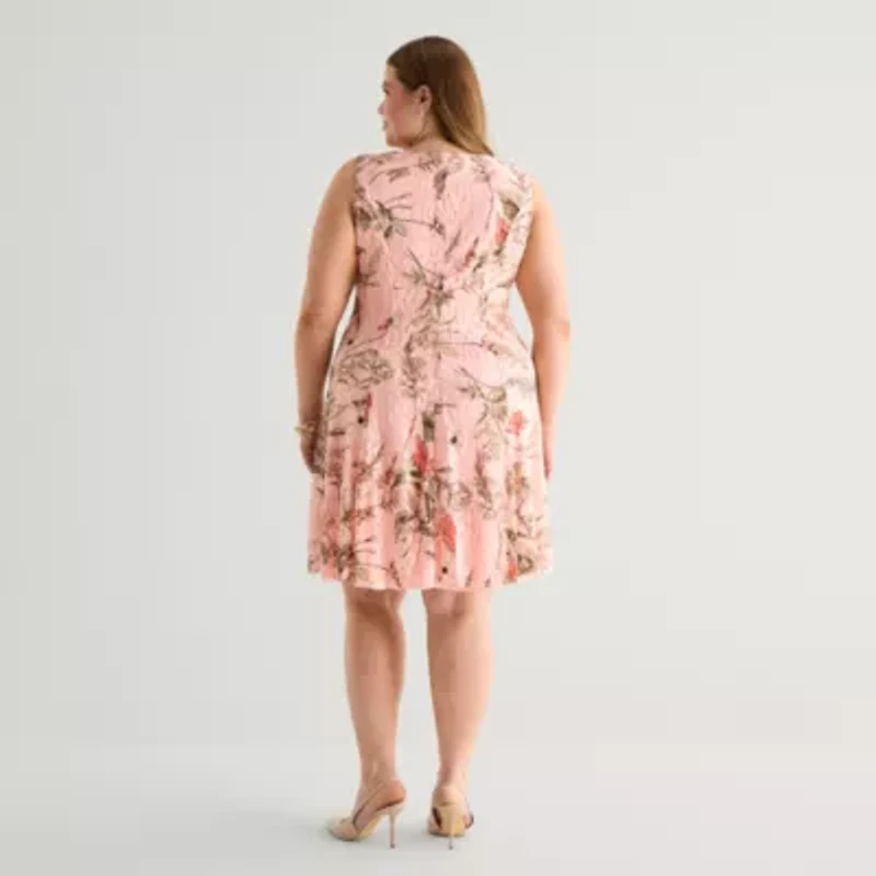 Perceptions Womens Plus Floral Jacket Dress