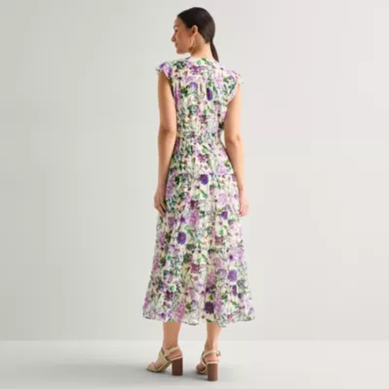 Sam And Jess Womens Petite Sleeveless Floral Maxi Dress
