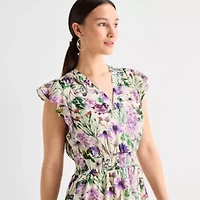 Sam And Jess Womens Petite Sleeveless Floral Maxi Dress