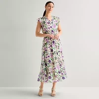 Sam And Jess Womens Petite Sleeveless Floral Maxi Dress
