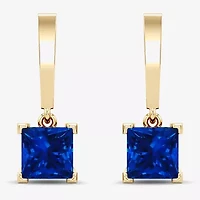 Womens Lab Created Gemstone 14K Gold Over Silver Square Drop Earrings