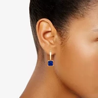 Womens Lab Created Gemstone 14K Gold Over Silver Square Drop Earrings