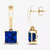 Womens Lab Created Gemstone 14K Gold Over Silver Square Drop Earrings