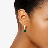 Womens Lab Created Gemstone 14K Gold Over Silver Square Drop Earrings