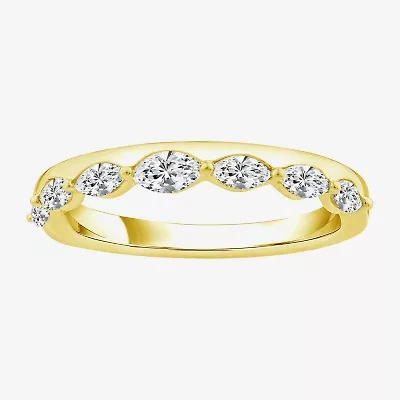 (F / Vs2) Womens 1/2 CT. T.W. Lab Grown White Diamond 10K Gold Anniversary Band