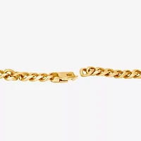 Mens 14K Gold Over Stainless Steel Solid 8 3/4 Inch Link Bracelet
