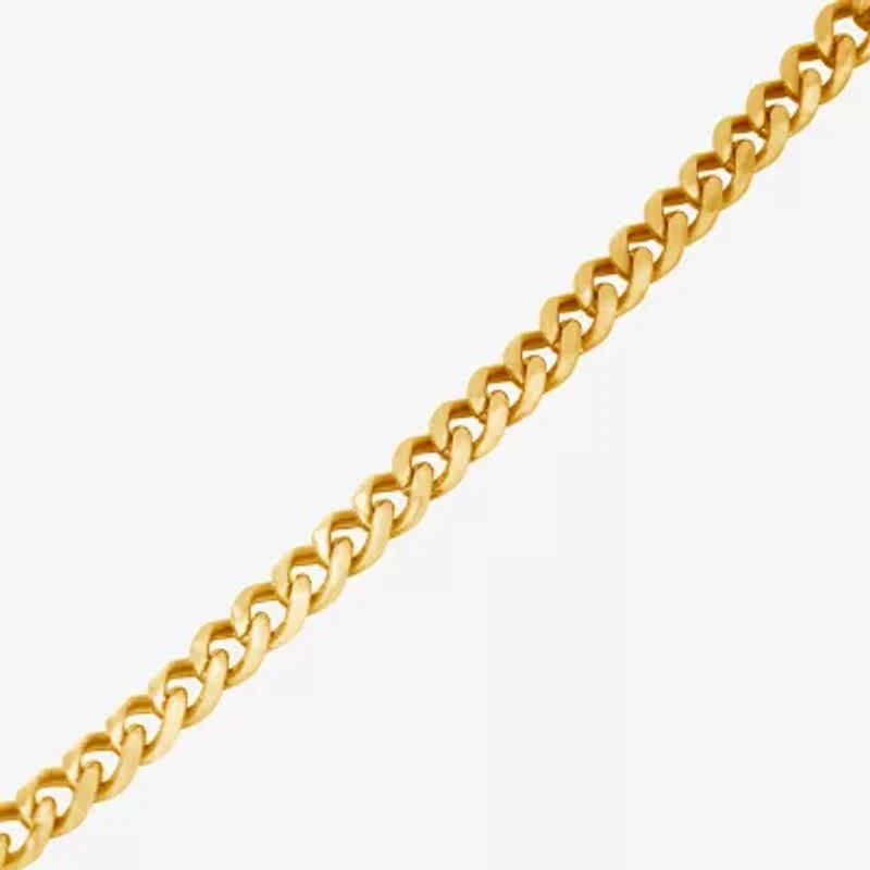Mens 14K Gold Over Stainless Steel Solid 8 3/4 Inch Link Bracelet