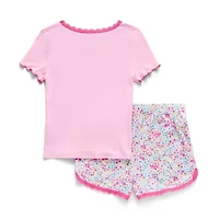 BTween Little & Big Kid Girls Round Neck Short Sleeve 2-pc. Pajama Set