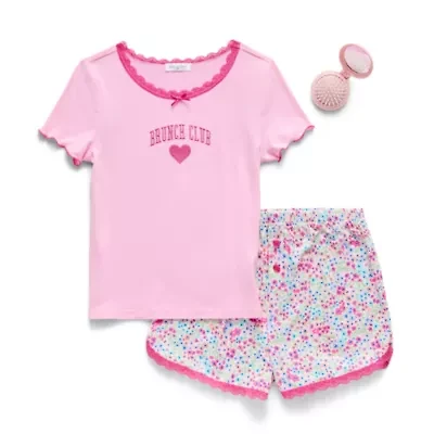 BTween Little & Big Kid Girls Round Neck Short Sleeve 2-pc. Pajama Set