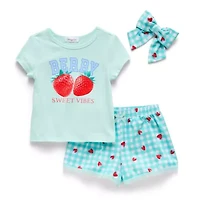 Btween Toddler Girls Round Neck Short Sleeve 2-pc. Pajama Sets