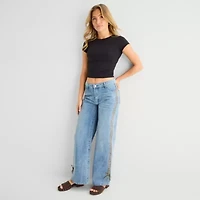 Forever 21 Womens Juniors Mid Rise Loose Fit Jean