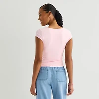 Forever 21 Womens Juniors Square Neck Short Sleeve Graphic T-Shirt