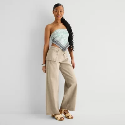 Forever 21 Womens Juniors Wide Leg Flat Front Pant