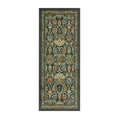 Maples Persian Navy Floral Indoor Rectangular Runner