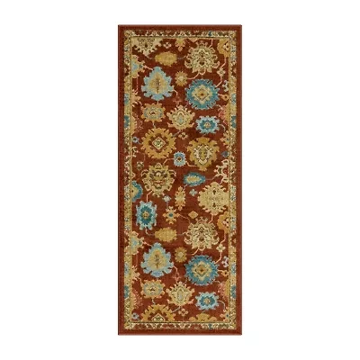 Maples Persian Red Floral Indoor Rectangular Runner