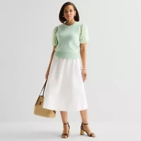 Liz Claiborne Womens Crew Neck Short Sleeve Pullover Sweater