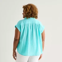 St. John's Bay Womens Plus Short Sleeve Blouse