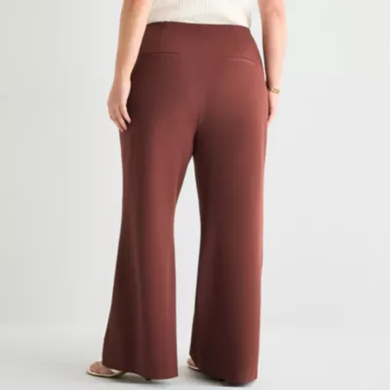 Bold Elements Womens Plus Wide Leg High Rise Trouser
