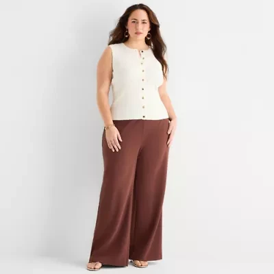 Bold Elements Womens Plus Wide Leg High Rise Trouser